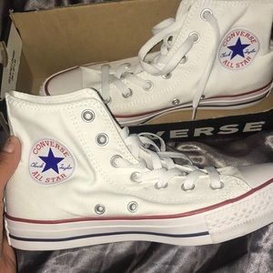 Women’s all white high top CHUCK TAYLORS 7.5